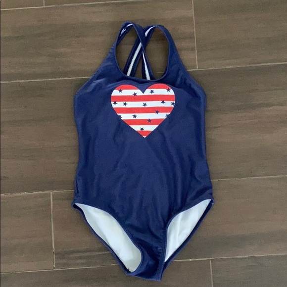 Cat & Jack Stars and Stripes Heart One Piece Suit - Picture 1 of 3